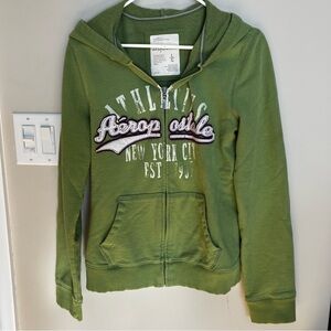 Aeropostale Olive Green Women’sZip-Up Hoodie with Script Logo boho